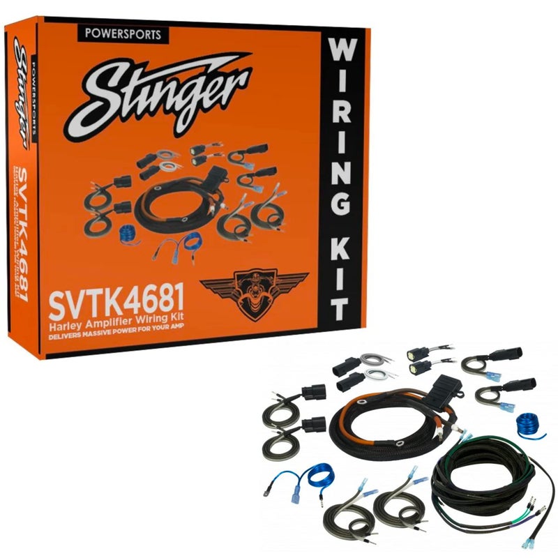 Stinger Harley-Davidson Touring Motorcycles (1998-Present) 2/4 Channel Universal Amplifier Wiring Kit, Direct Fit Wiring, Harley Davidson Road Glide & Street Glide, (SVTK4681) - Image 1